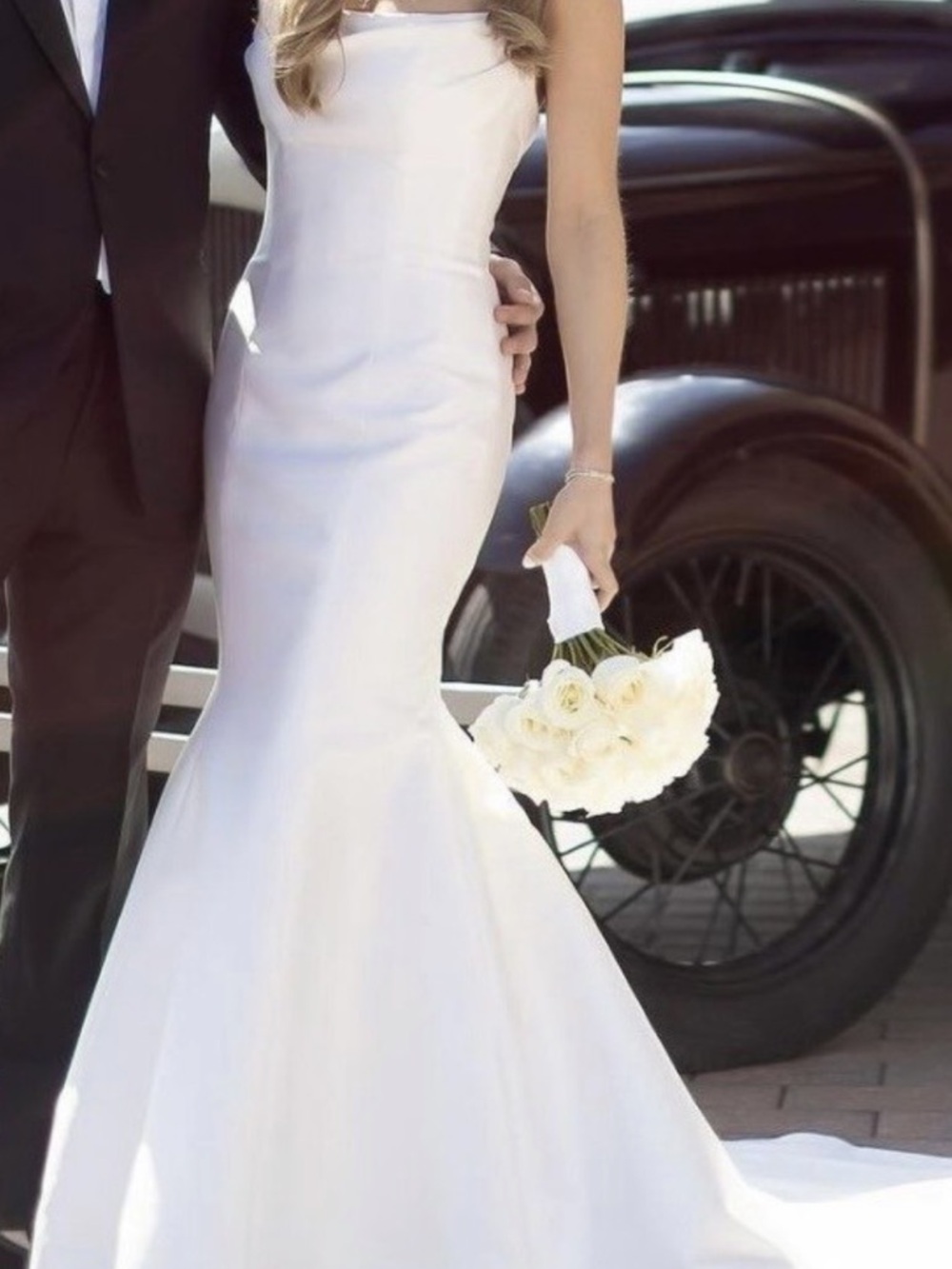 Classic White Satin Mermaid Wedding Dress Monique Lhuillier